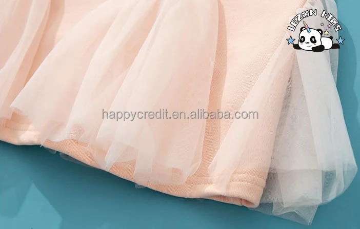 LEZONKIDS - Novos vestidos de meninas com aplicação de flor de tule de manga longa de algodão fofos e soltos para meninas